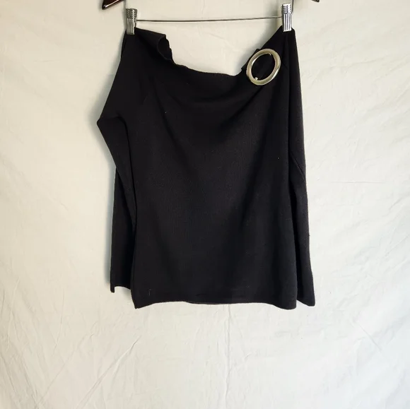 Womens Black Long Sleeve off the shoulder Top - Picture 5 of 8